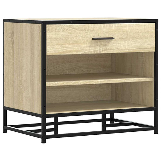vidaXL Shoe Bench Sonoma Oak 60x40x53,5 cm Engineered Wood and Metal