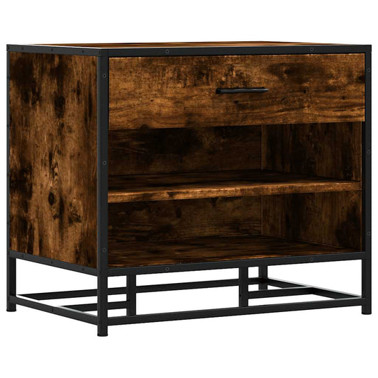 vidaXL Shoe Bench Smoked Oak 60x40x53,5 cm Engineered Wood and Metal