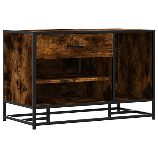 vidaXL Shoe Bench Smoked Oak 80x40x53,5 cm Engineered Wood and Metal