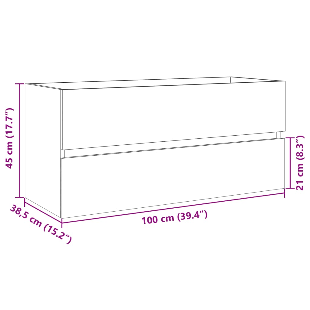 vidaXL Bathroom Sink Cabinet Sonoma Oak 100x38,5x45 cm Engineered Wood