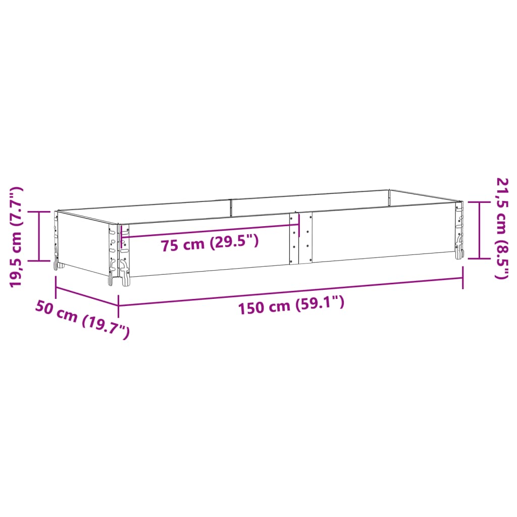 vidaXL Garden Planter Black 150x50 cm Solid Wood Pine
