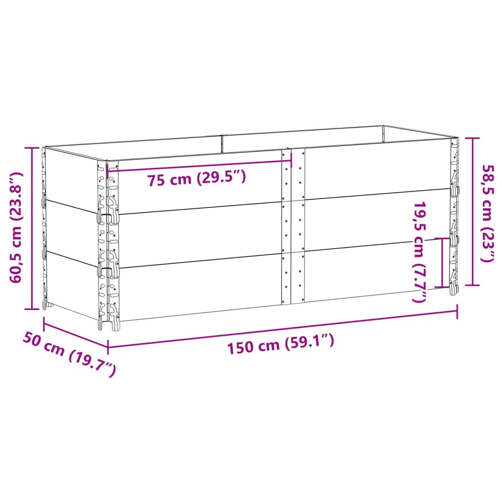 vidaXL Garden Planter Black 150x50 cm Solid Wood Pine