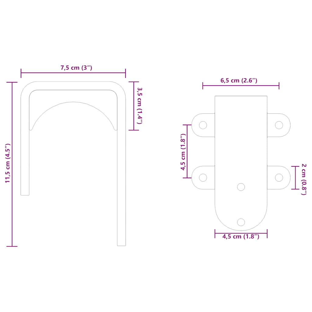 vidaXL Barn Door Bypass Brackets 4 pcs for Round Rails Stainless Steel