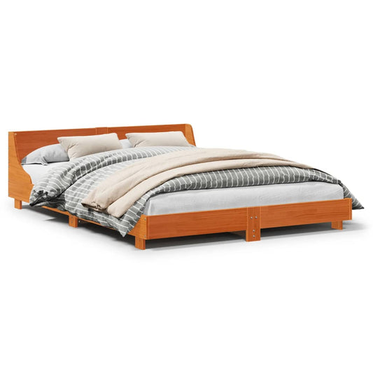 vidaXL Bed Frame without Mattress Wax Brown 140x190 cm Solid Wood Pine