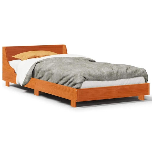 vidaXL Bed Frame without Mattress Wax Brown 90x190 cm Single Solid Wood Pine