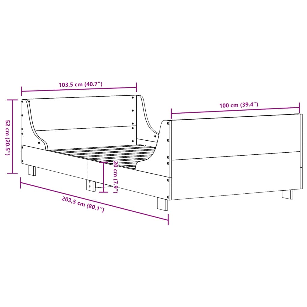 vidaXL Bed Frame without Mattress Wax Brown 100x200 cm Solid Wood Pine