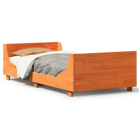 vidaXL Bed Frame without Mattress Wax Brown 90x190 cm Single Solid Wood Pine