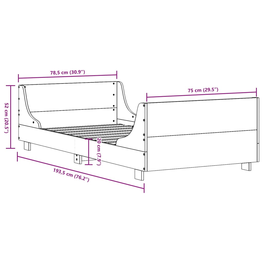 vidaXL Bed Frame without Mattress White 75x190 cm Small Single Solid Wood Pine