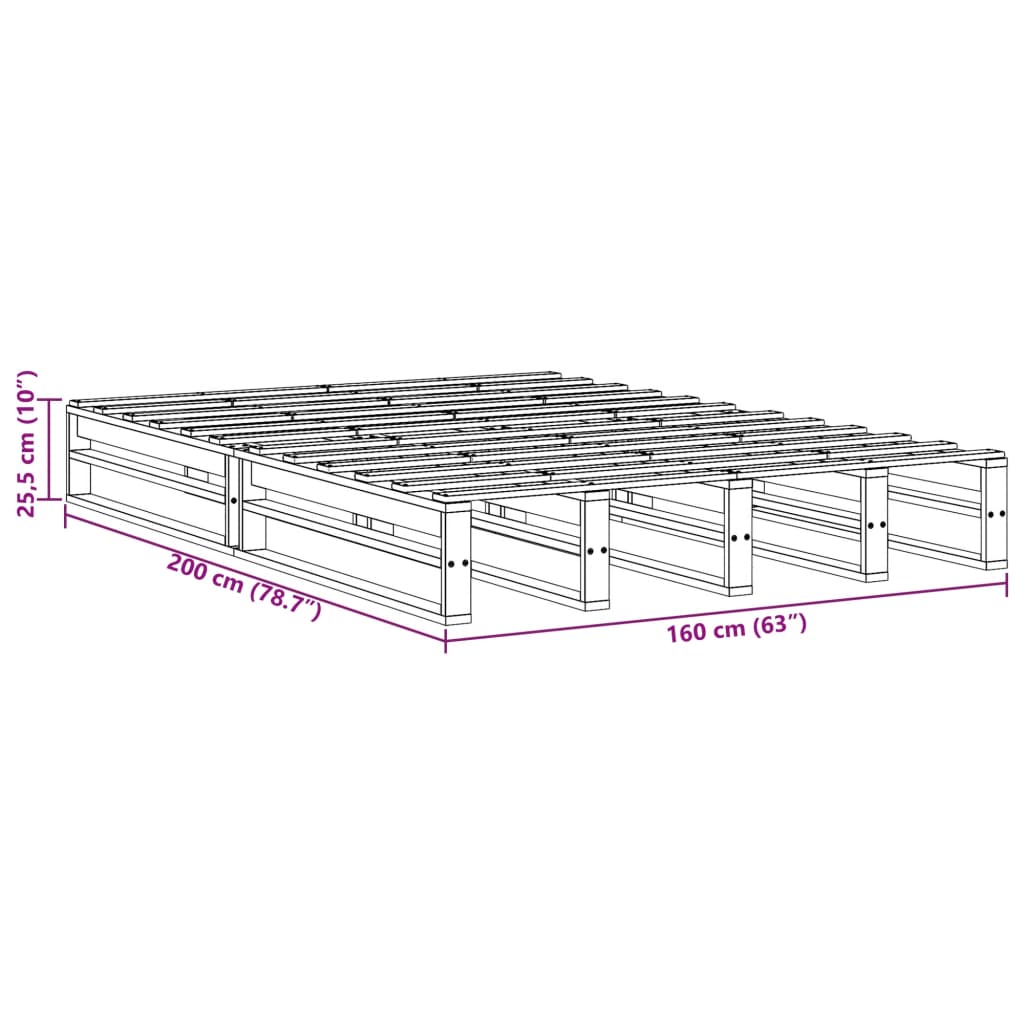 vidaXL Bed Frame without Mattress 160x200 cm Solid Wood Pine