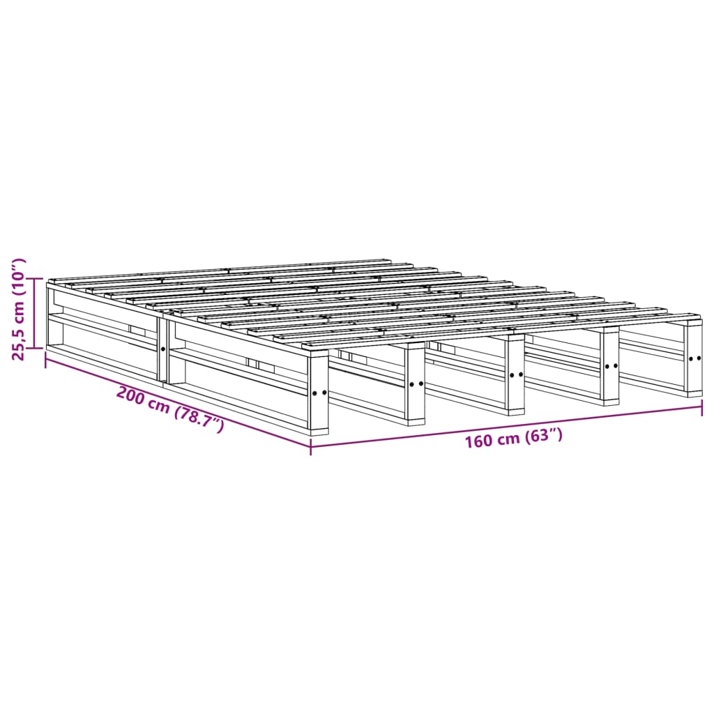 vidaXL Bed Frame without Mattress White 160x200 cm Solid Wood Pine