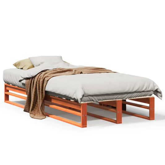 vidaXL Bed Frame without Mattress Wax Brown 90x190 cm Single Solid Wood Pine