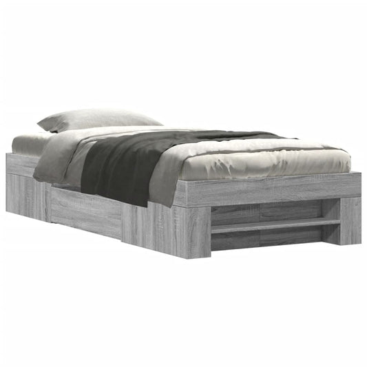 vidaXL Bed Frame without Mattress Grey Sonoma 100x200 cm Engineered Wood