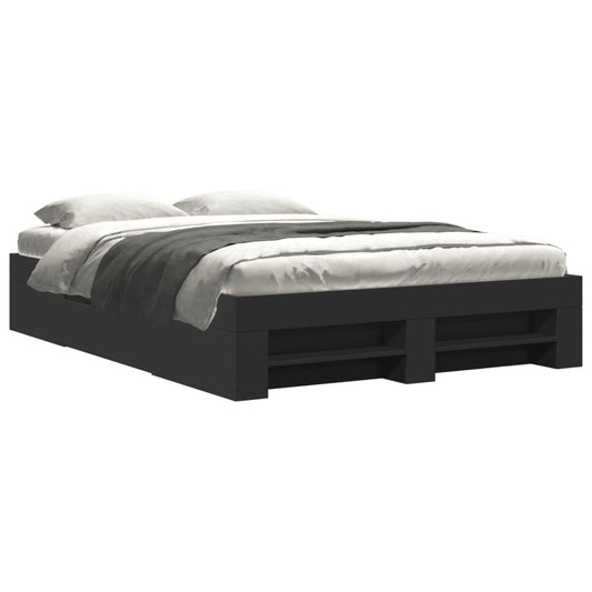 vidaXL Bed Frame without Mattress Black 135x190 cm Engineered Wood