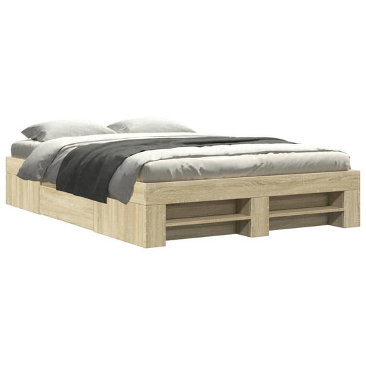 vidaXL Bed Frame without Mattress Sonoma Oak 135x190 cm Engineered Wood