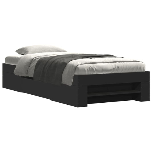 vidaXL Bed Frame without Mattress Black 75x190 cm Small Single Engineered Wood