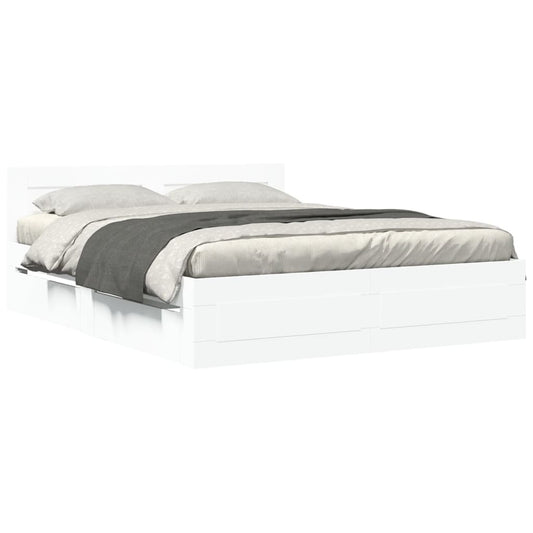 vidaXL Bed Frame with Headboard without Mattress White 150x200 cm