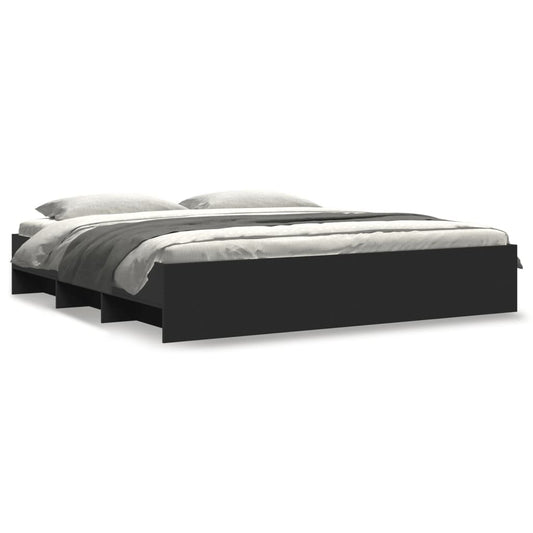 vidaXL Bed Frame | Black | Engineered wood | King | Bed Frame | Rectangular
