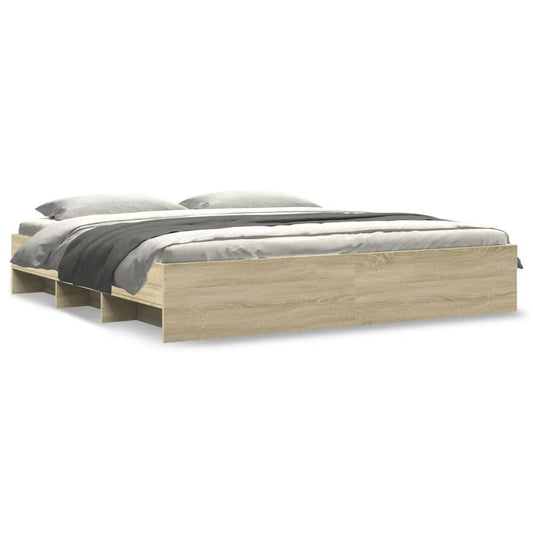 vidaXL Bed Frame | Sonoma Oak | Engineered wood, Plywood | 180x200 cm Super King