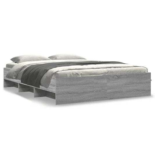 vidaXL Bed Frame | Grey Sonoma | Engineered wood, Plywood | Double | Bed Frame