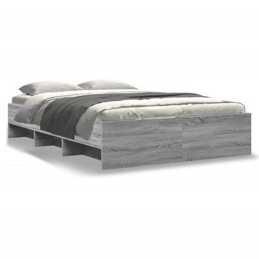 vidaXL Bed Frame | Grey Sonoma | Engineered Wood, Plywood | AU Double