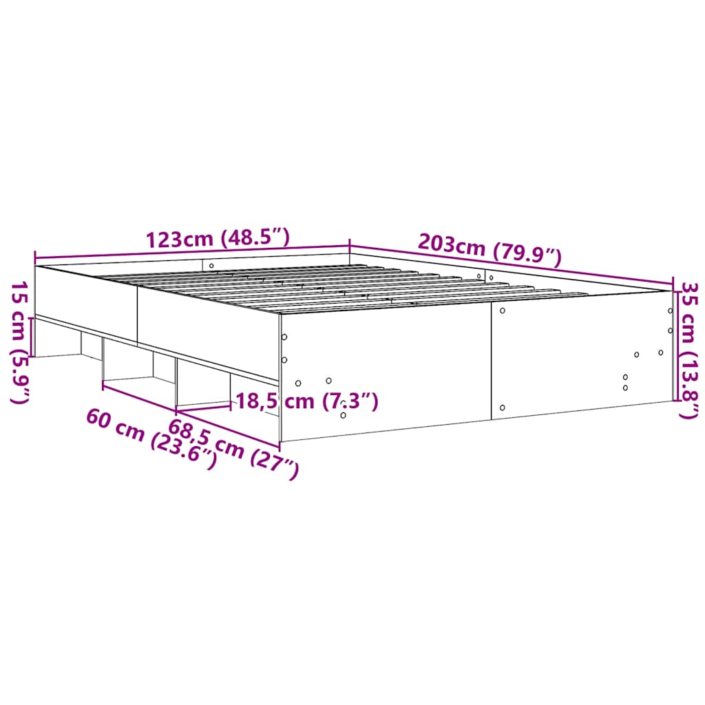 vidaXL Bed Frame without Mattress Black 120x200 cm Engineered Wood