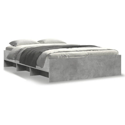 vidaXL Bed Frame without Mattress Concrete Grey 135x190cm Engineered Wood