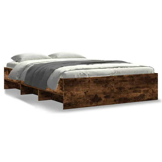 vidaXL Bed Frame without Mattress Smoked Oak 135x190 cm Engineered Wood