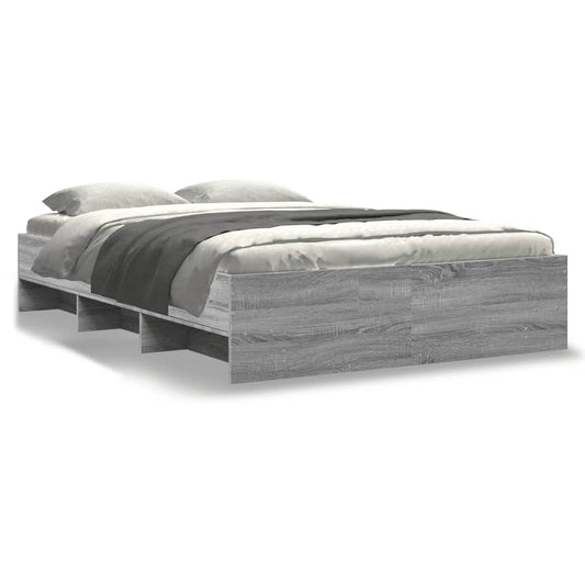 vidaXL Bed Frame without Mattress Grey Sonoma 135x190 cm Engineered Wood