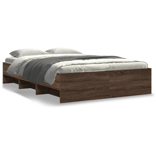 vidaXL Bed Frame without Mattress Brown Oak 135x190 cm Engineered Wood