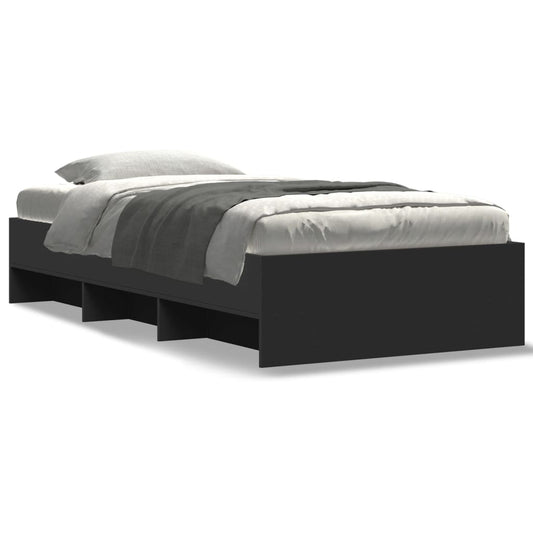 vidaXL Bed Frame without Mattress Black 75x190 cm Small Single Engineered Wood