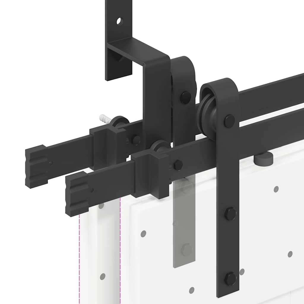 vidaXL Sliding Door Hardware Kit 305 cm Steel Black