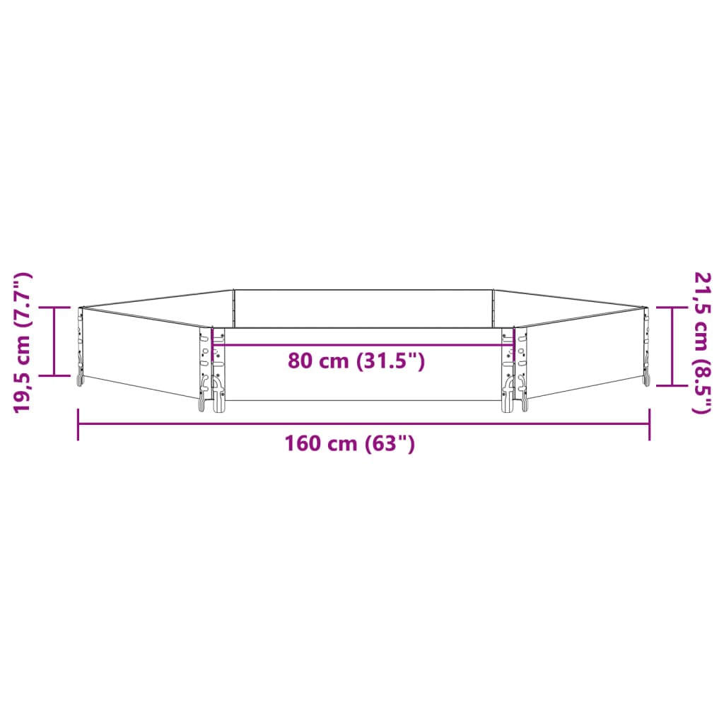 vidaXL Raised Bed Hexagon Black 160x160 cm Solid Wood Pine