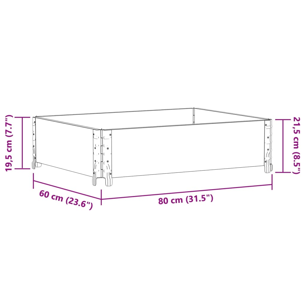 vidaXL Garden Planter Black 80x60 cm Solid Wood Pine