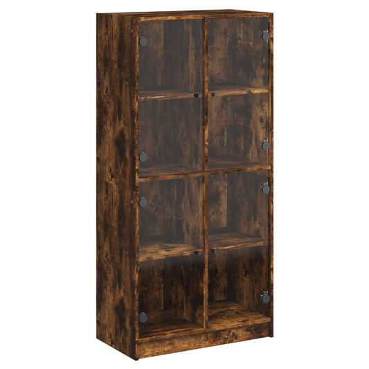 vidaXL Highboard with Doors Smoked Oak 68x37x142 cm Engineered Wood