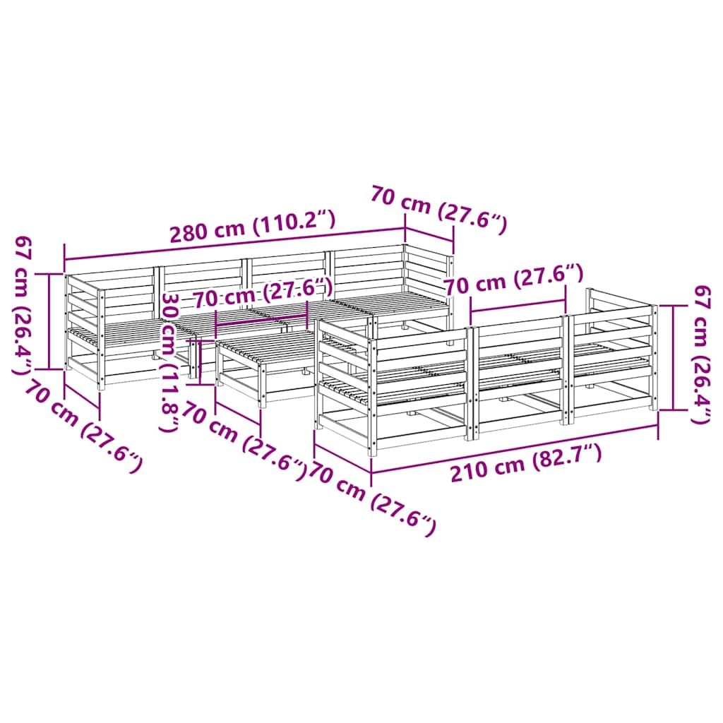 vidaXL 8 Piece Garden Sofa Set Solid Wood Pine