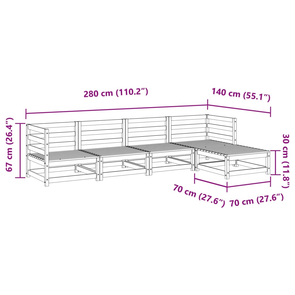 vidaXL Garden Sofa Set | Natural wood | Solid pine wood | Medium | Modular
