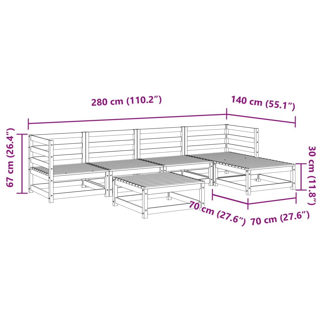 vidaXL 6 Piece Garden Sofa Set Solid Wood Douglas Fir