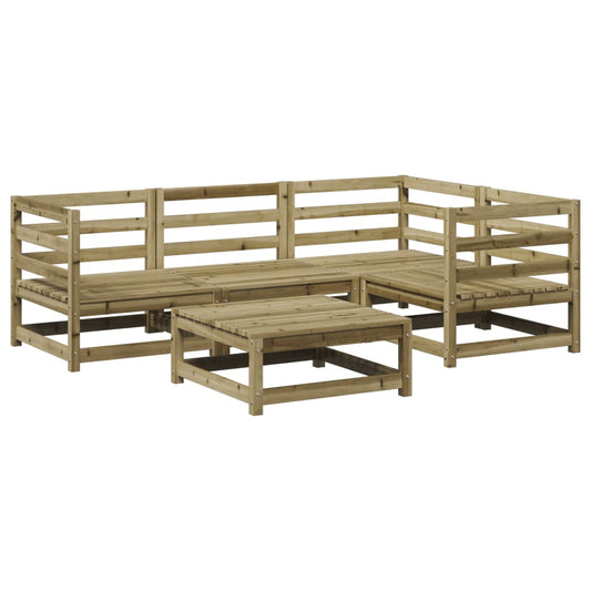 vidaXL Garden Sofa Set | Natural Pine | Solid Pine Wood | 5 Piece | Modular