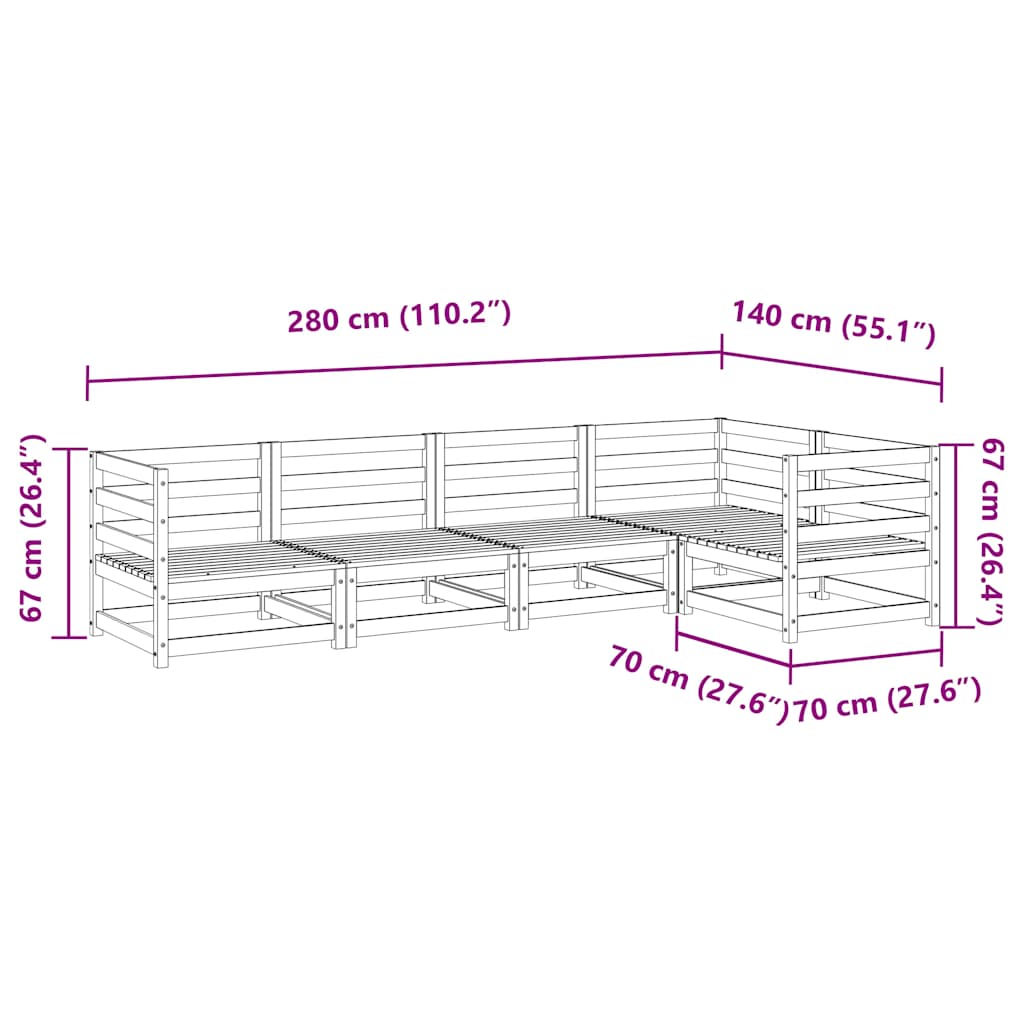 vidaXL 5 Piece Garden Sofa Set Solid Wood Pine