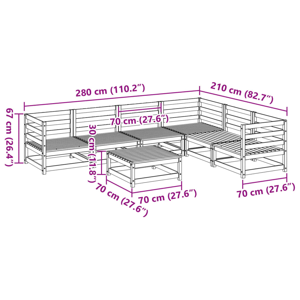 vidaXL Garden Sofa Set | Natural Pine | Solid Pine Wood | Large | Modular