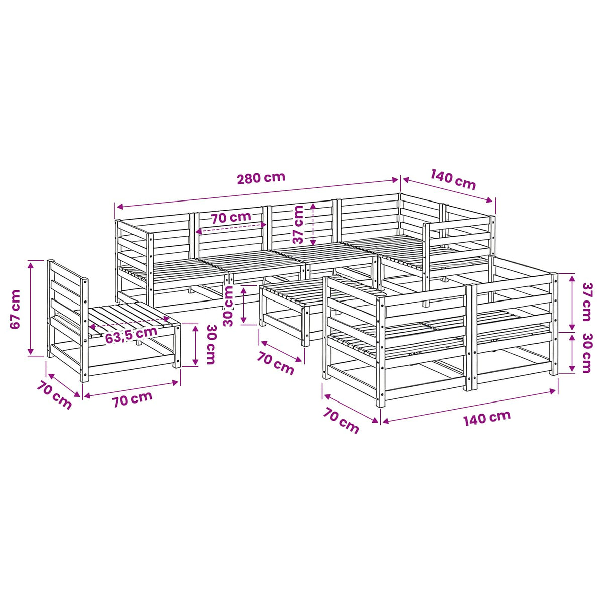 vidaXL 9 Piece Garden Sofa Set Solid Wood Douglas Fir