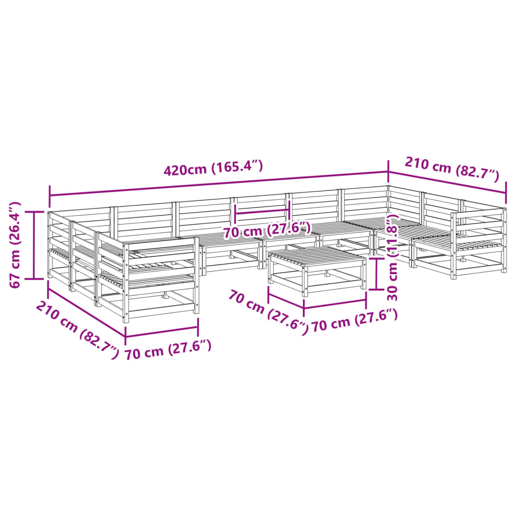 vidaXL 11 Piece Garden Sofa Set Impregnated Wood Pine
