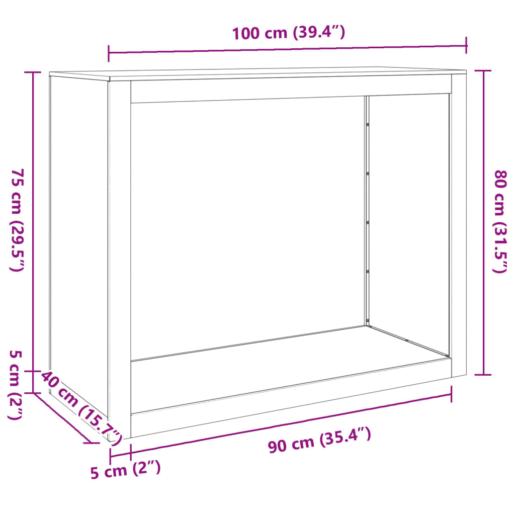 vidaXL Firewood Rack 100x40x80 cm Stainless Steel