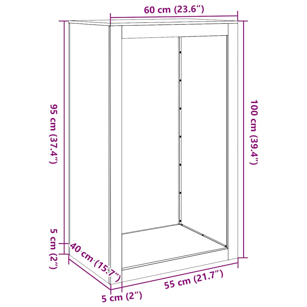 vidaXL Firewood Rack 60x40x100 cm Galvanised Steel