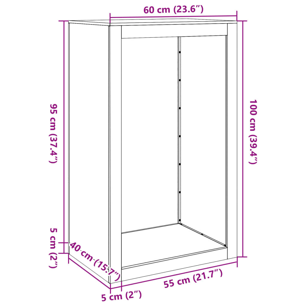 vidaXL Firewood Rack 60x40x100 cm Weathering Steel