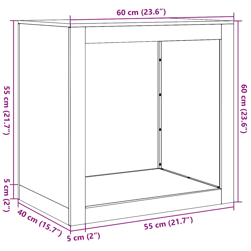vidaXL Firewood Rack 60x40x60 cm Galvanised Steel