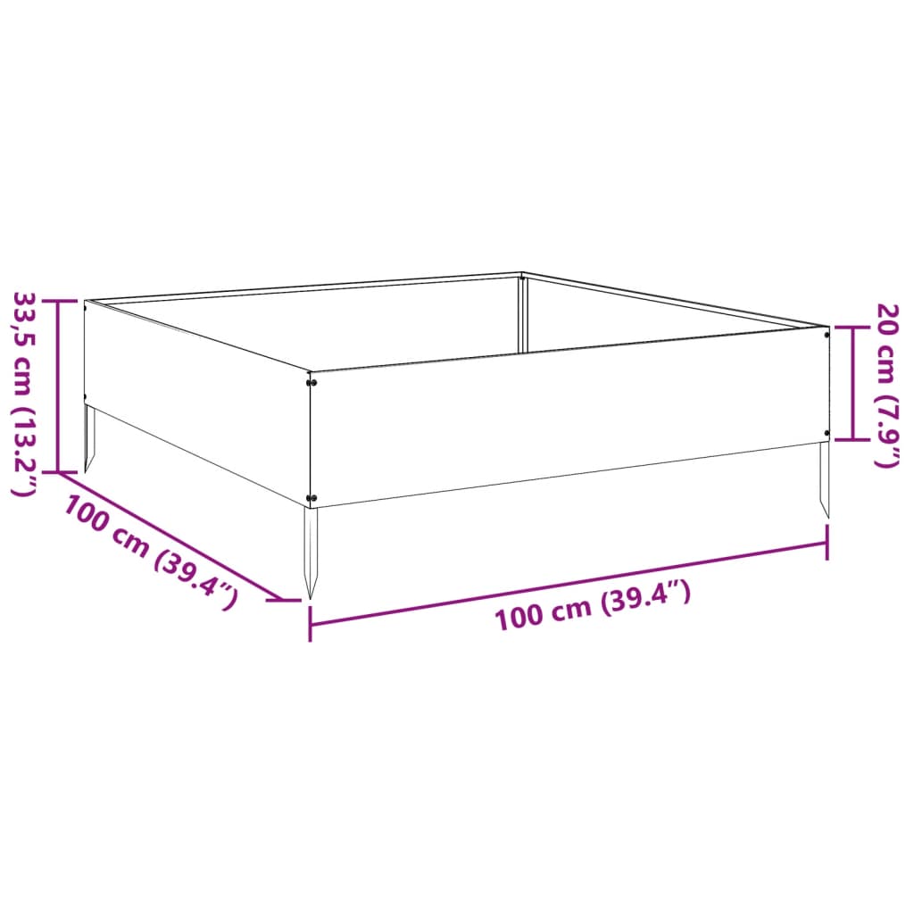 vidaXL Garden Raised Bed White 100x100x33,5 cm Steel