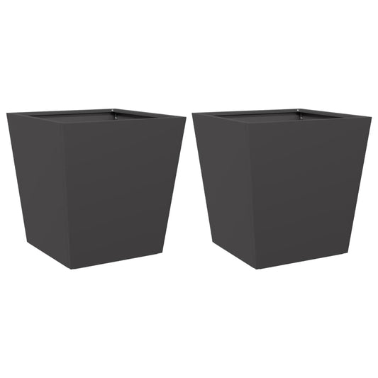 vidaXL Garden Planters 2 pcs Black 40x40x40 cm Steel