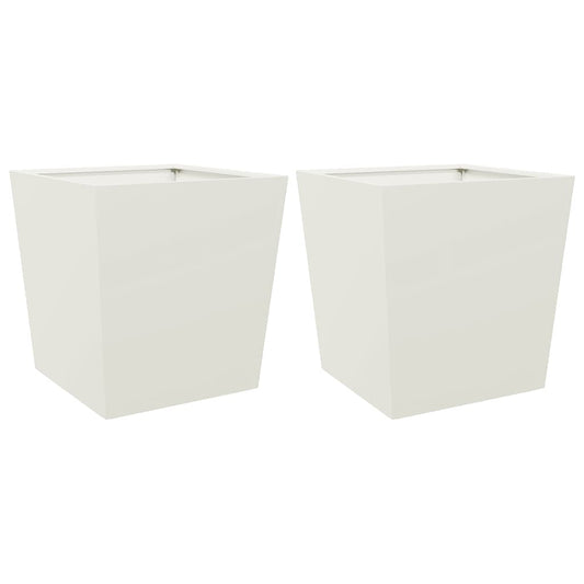 vidaXL Garden Planters White 2 pcs 50x50x50 cm Steel