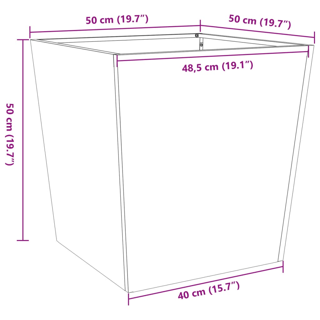 vidaXL Garden Planter Anthracite 50x50x50 cm Steel